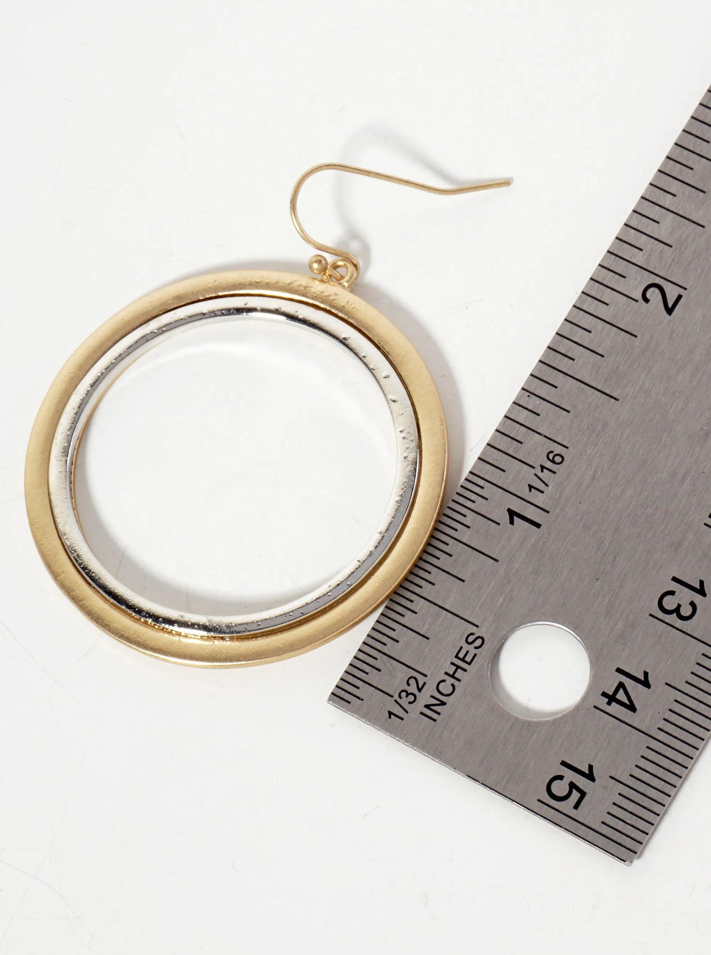 Metal Dual-Tone Circle Drop Dangle Earrings