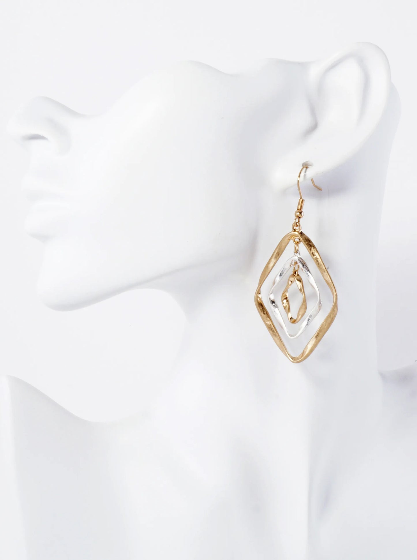 Metal Dual-Tone Graduated Diamond Drop Dangle Earrings