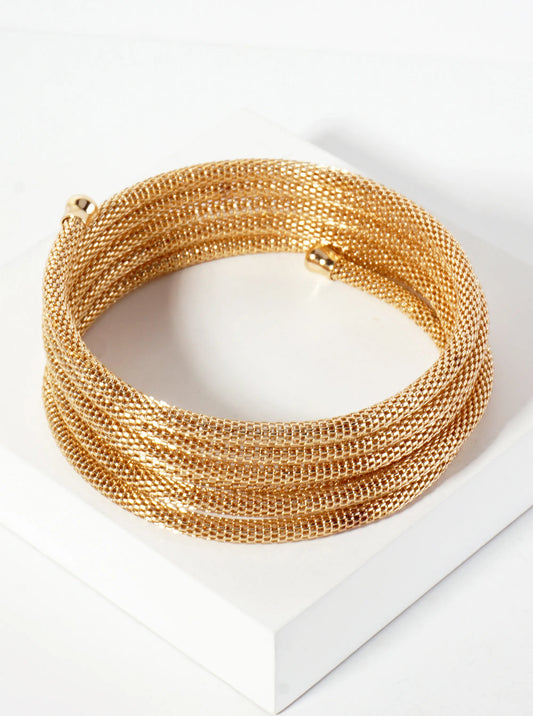 Metal Elastic Mesh Coil Spiral Wrap Bracelet