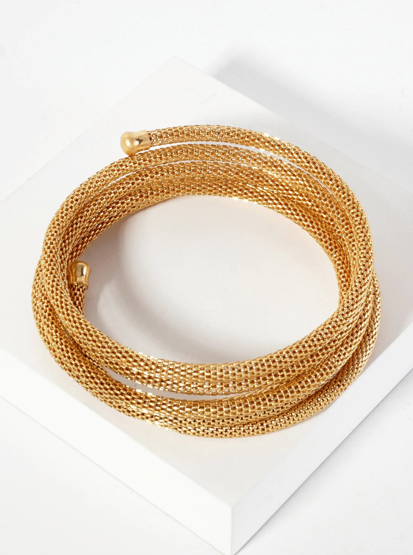 Metal Elastic Mesh Coil Spiral Wrap Bracelet