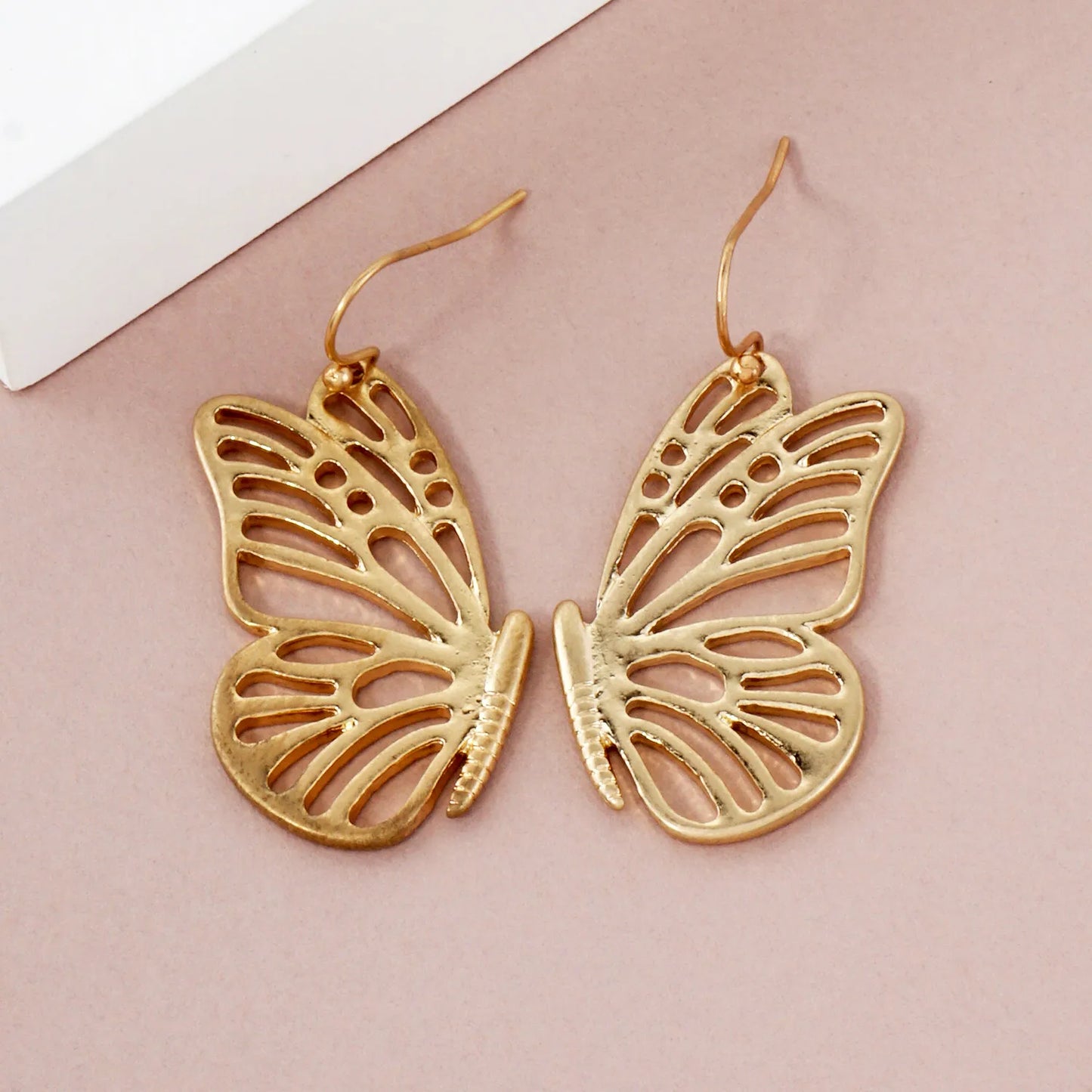 Metal Filigree Butterfly Dangle Earrings