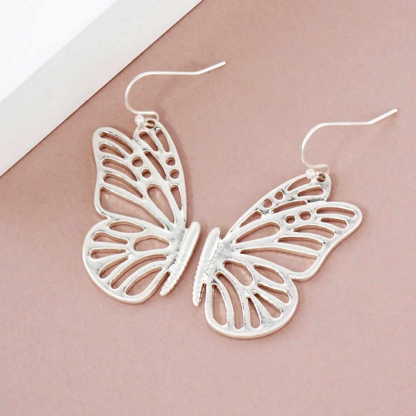 Metal Filigree Butterfly Dangle Earrings