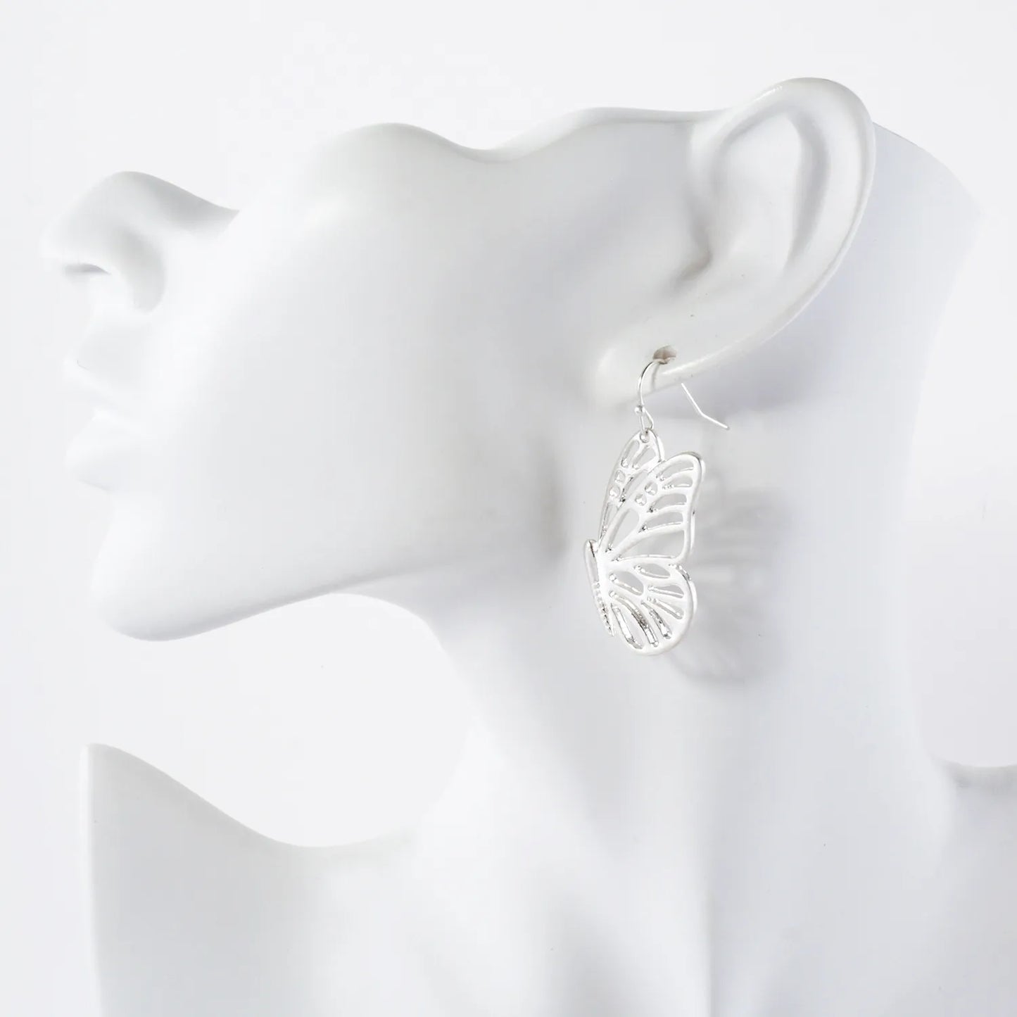 Metal Filigree Butterfly Dangle Earrings