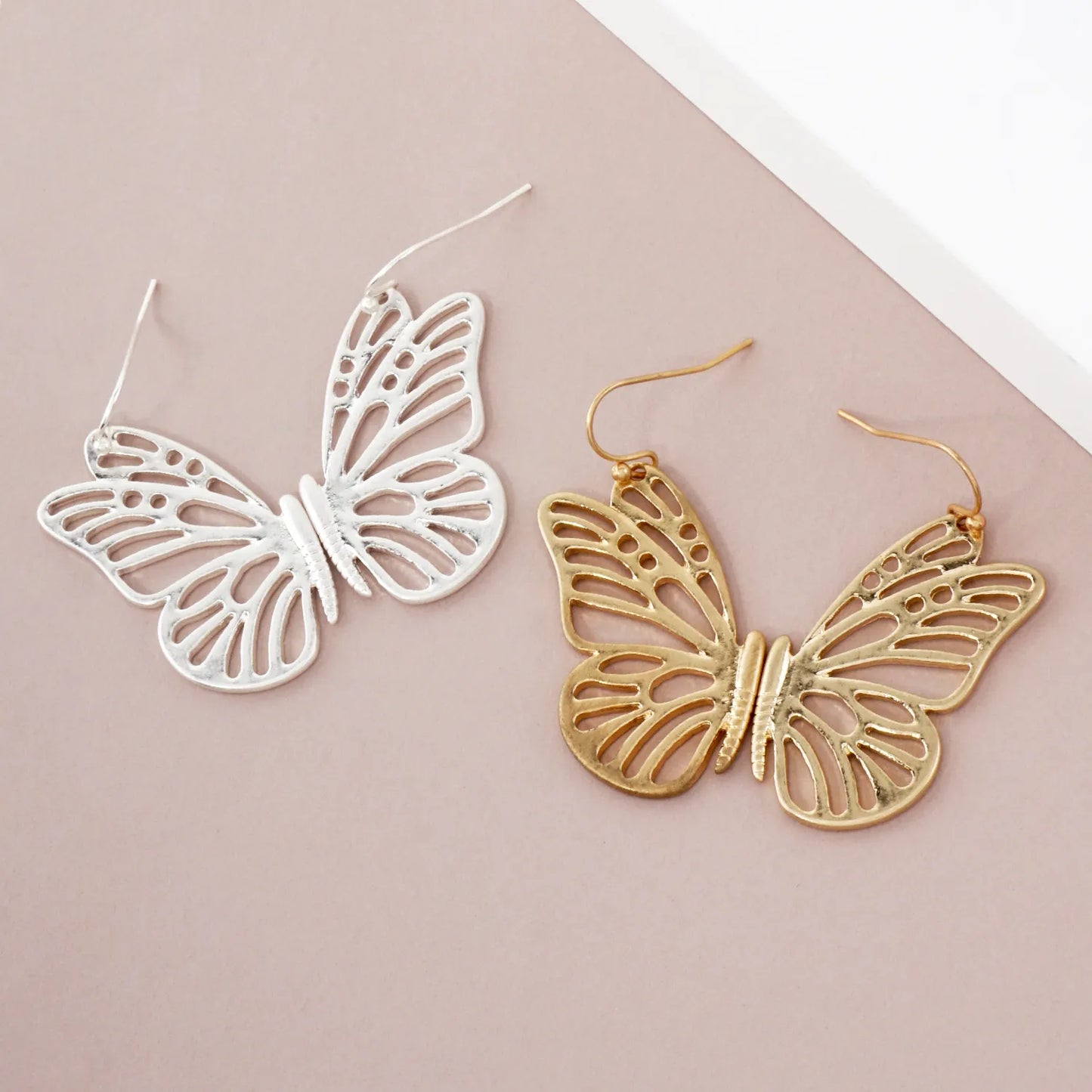 Metal Filigree Butterfly Dangle Earrings
