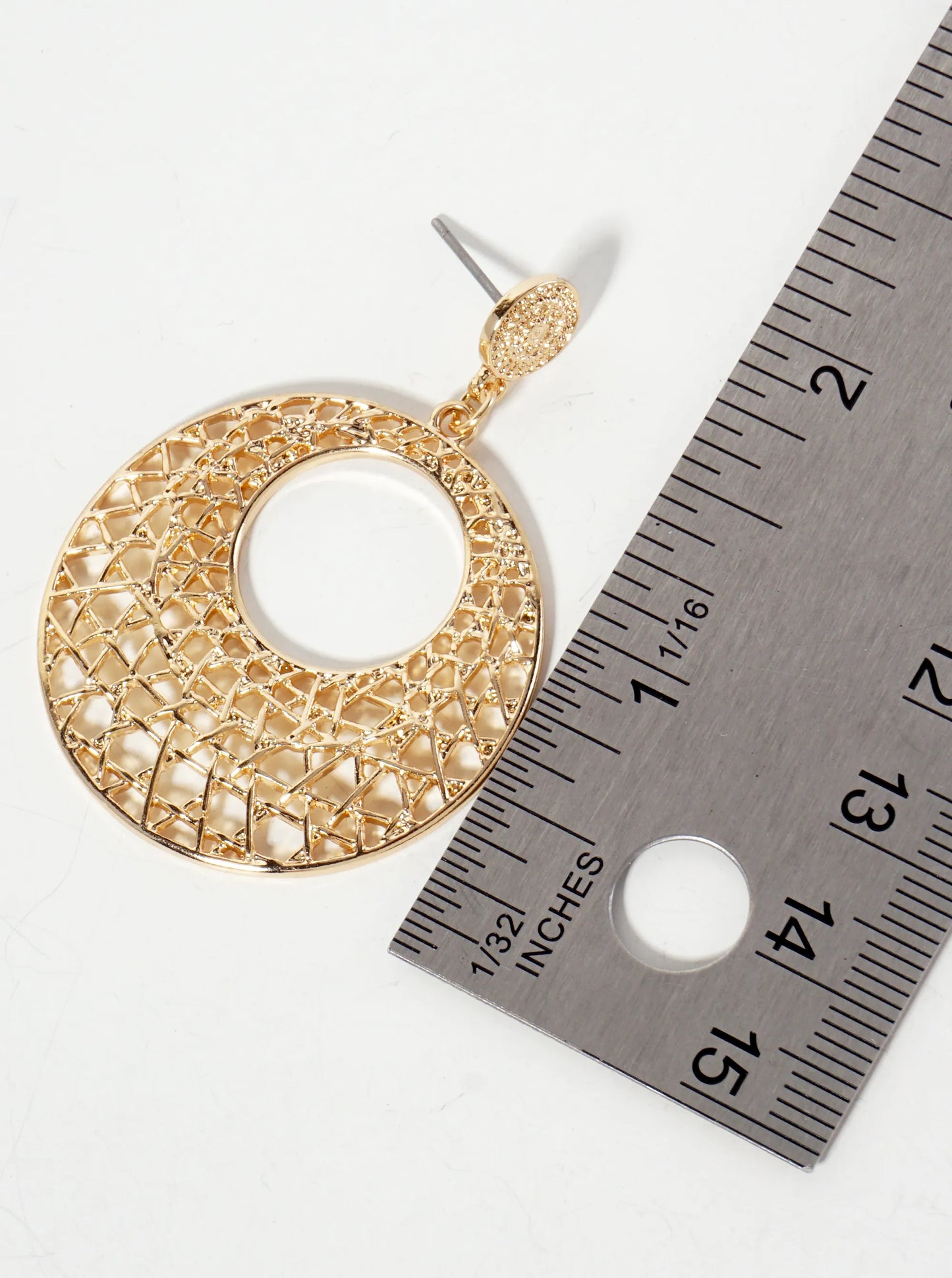Metal Filigree Circle Drop Dangle Post Earrings