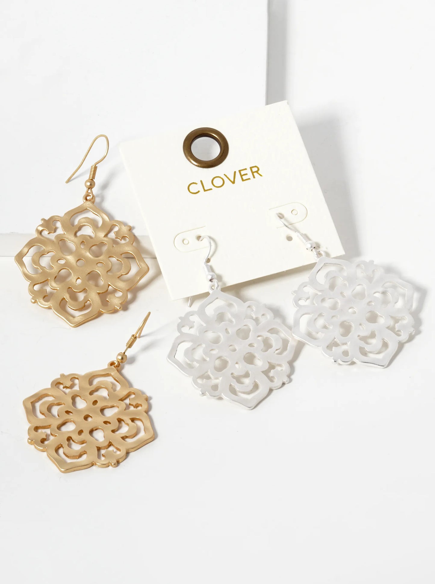 Metal Filigree Dangle Drop Earrings