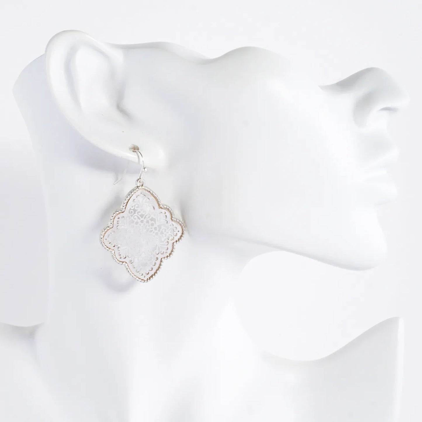 Metal Filigree Quatrefoil Dangle Earrings