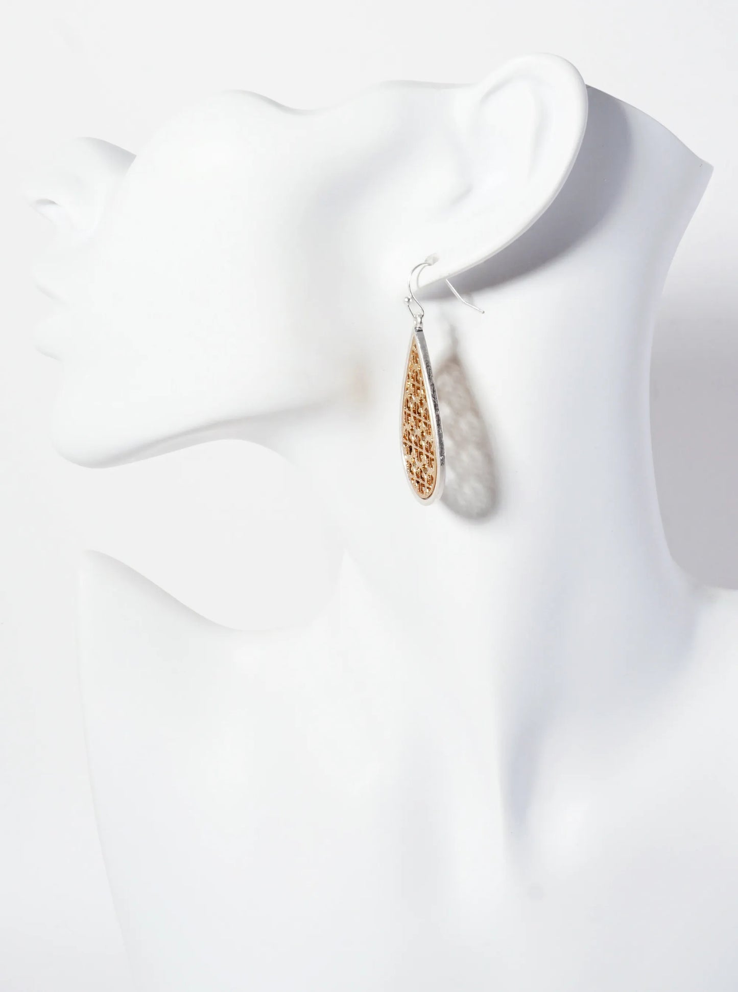 Metal Filigree Teardrop Dangle Earrings