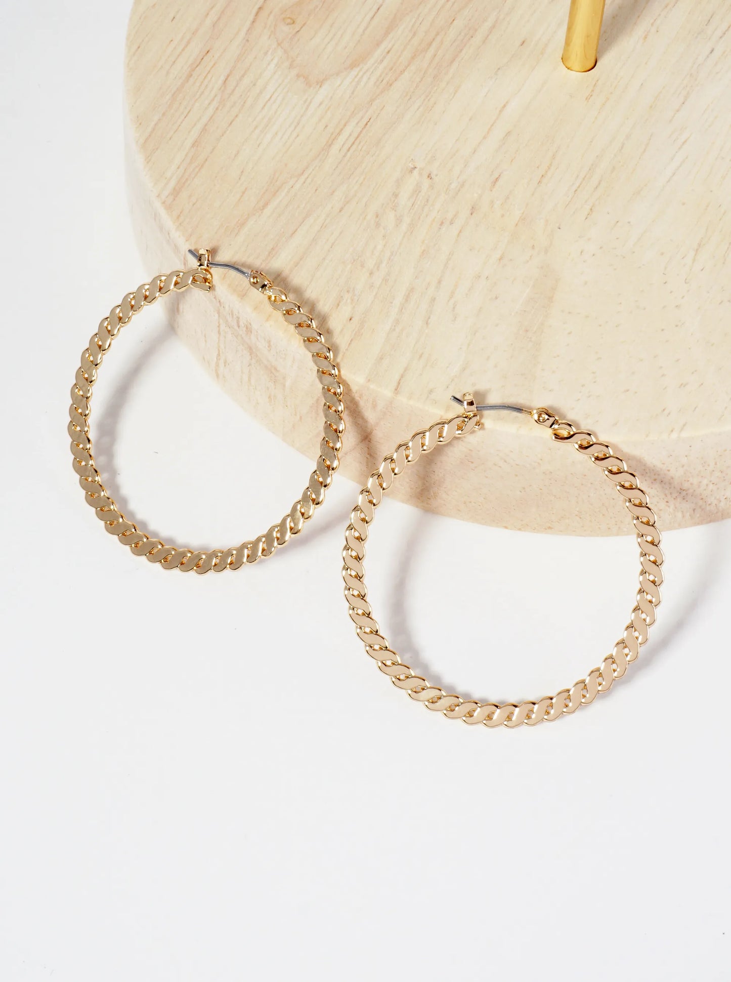 Metal Flat Chain 40mm Hoop Earrings