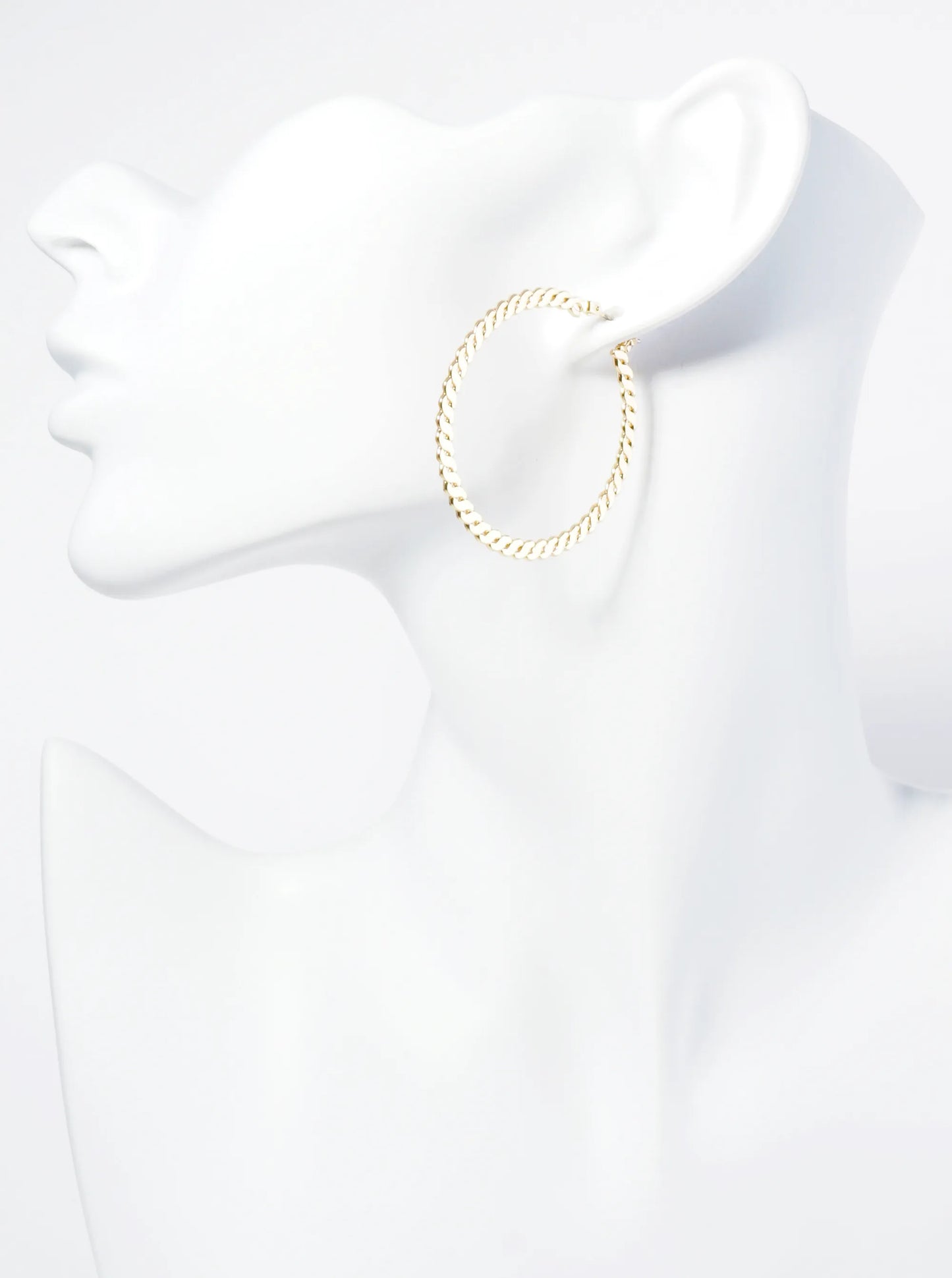 Metal Flat Chain 40mm Hoop Earrings