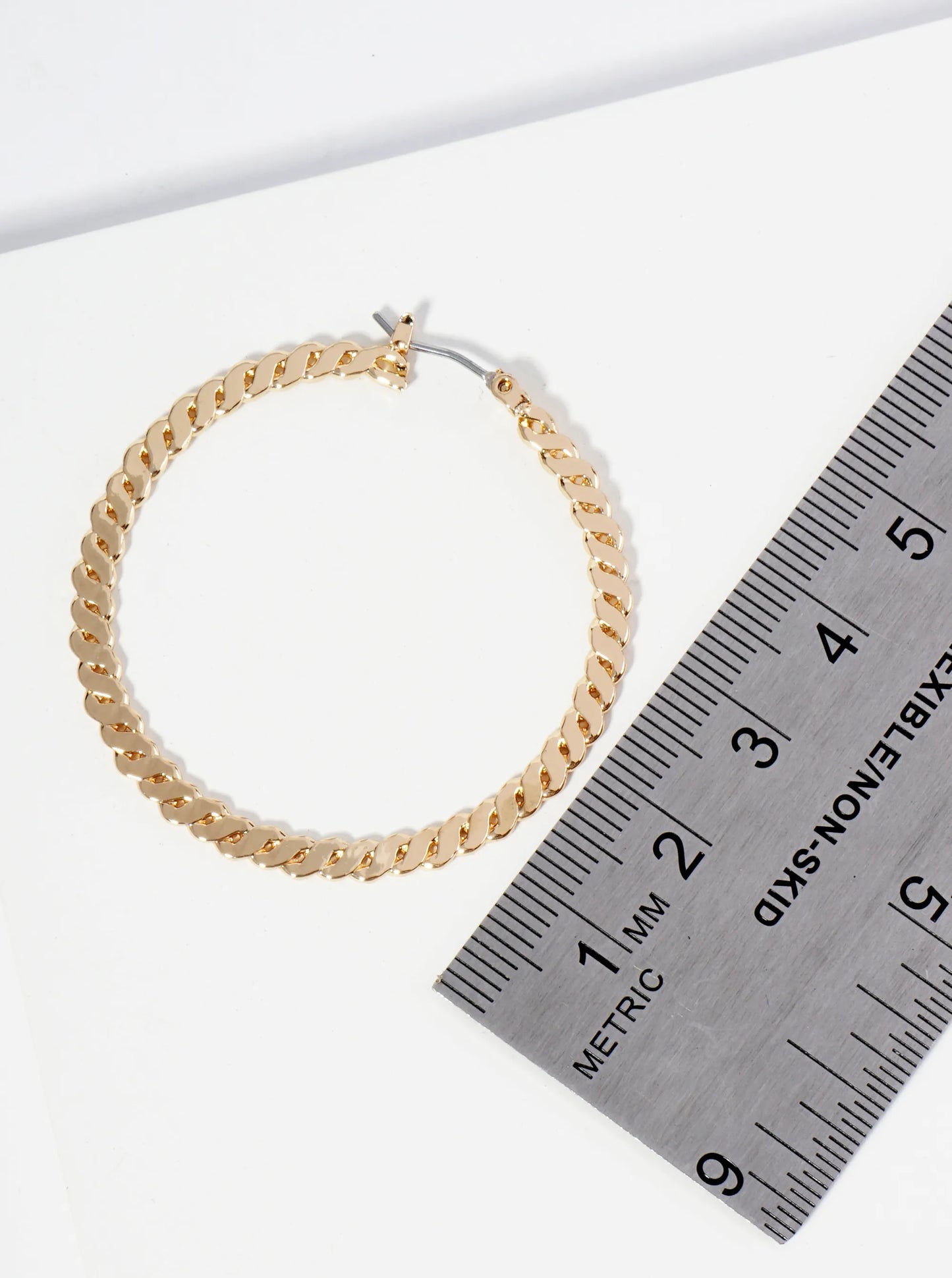 Metal Flat Chain 40mm Hoop Earrings