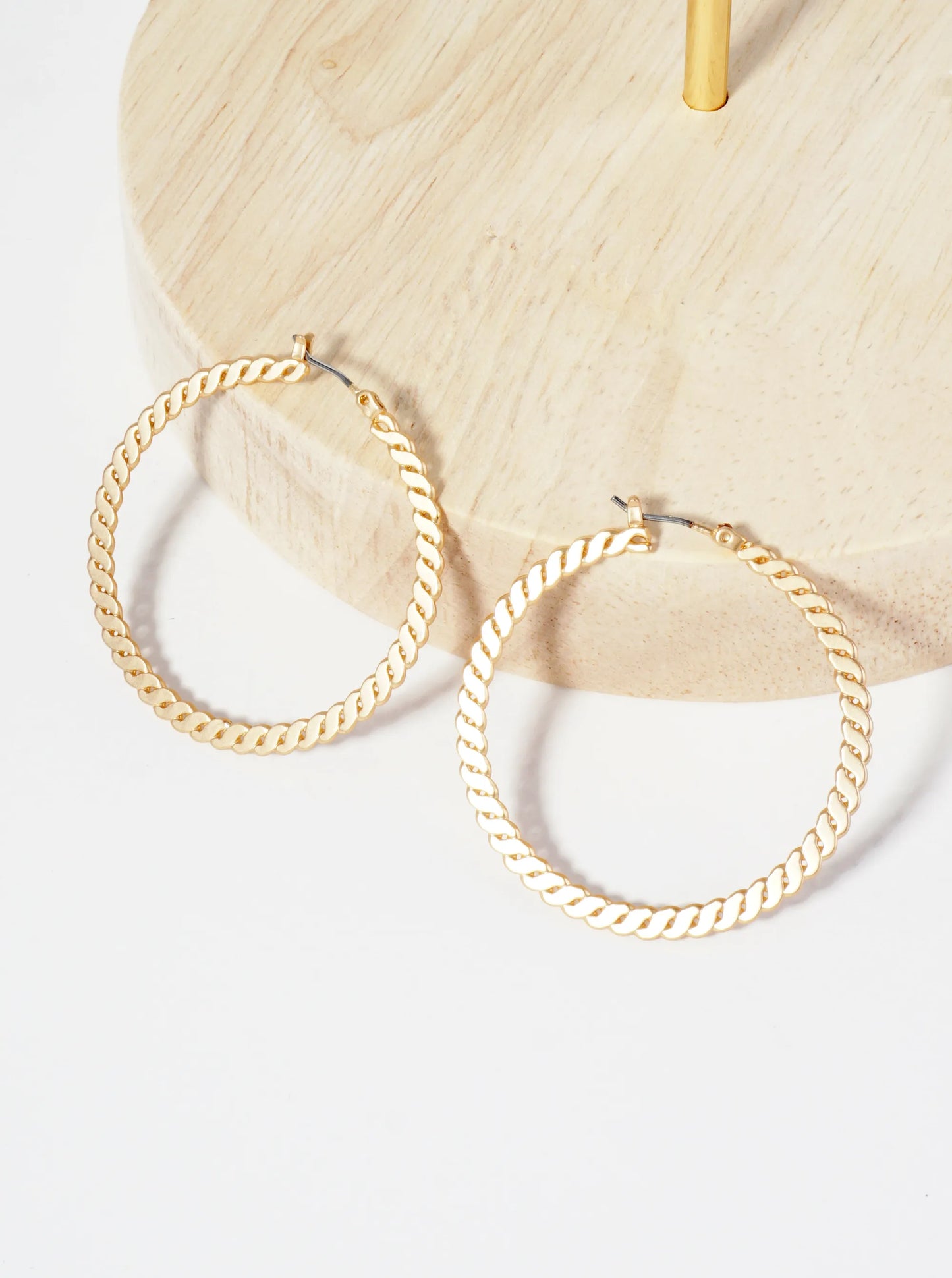 Metal Flat Chain 40mm Hoop Earrings