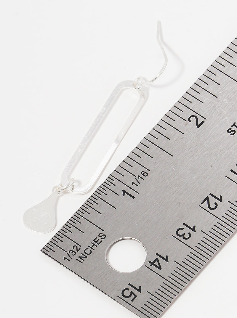 Metal Flat Oval With Teardrop Dangle Drop Earrings