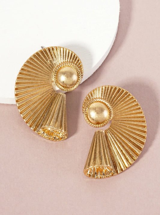 Metal Fossil-Shaped Artistic Statement Earrings With-Titanium-Post