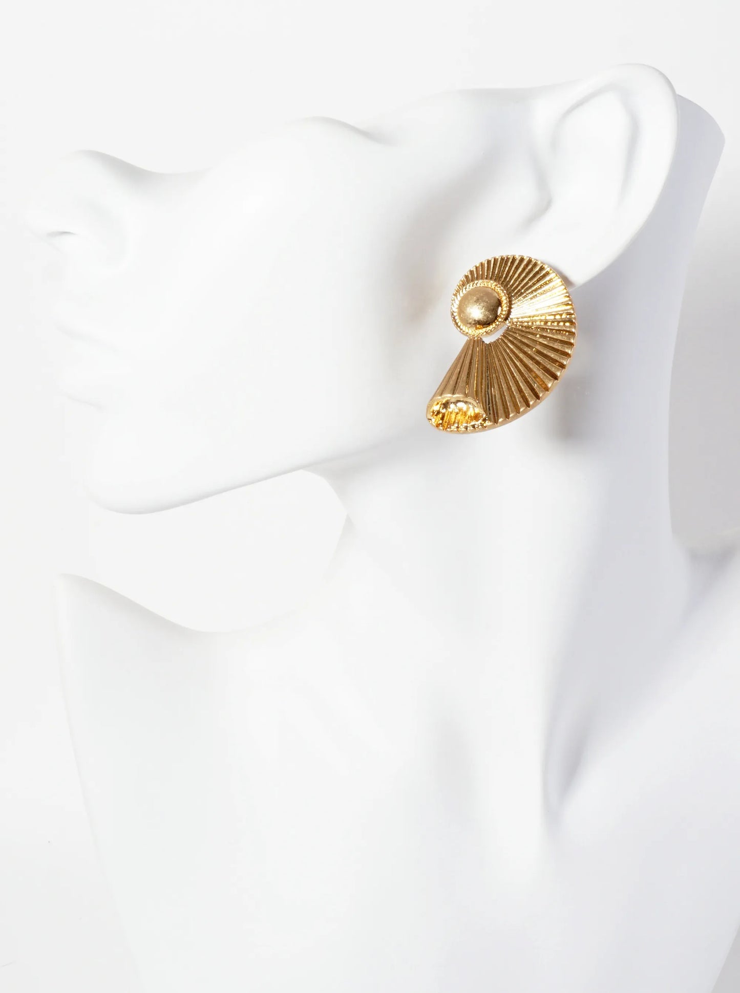 Metal Fossil-Shaped Artistic Statement Earrings With-Titanium-Post