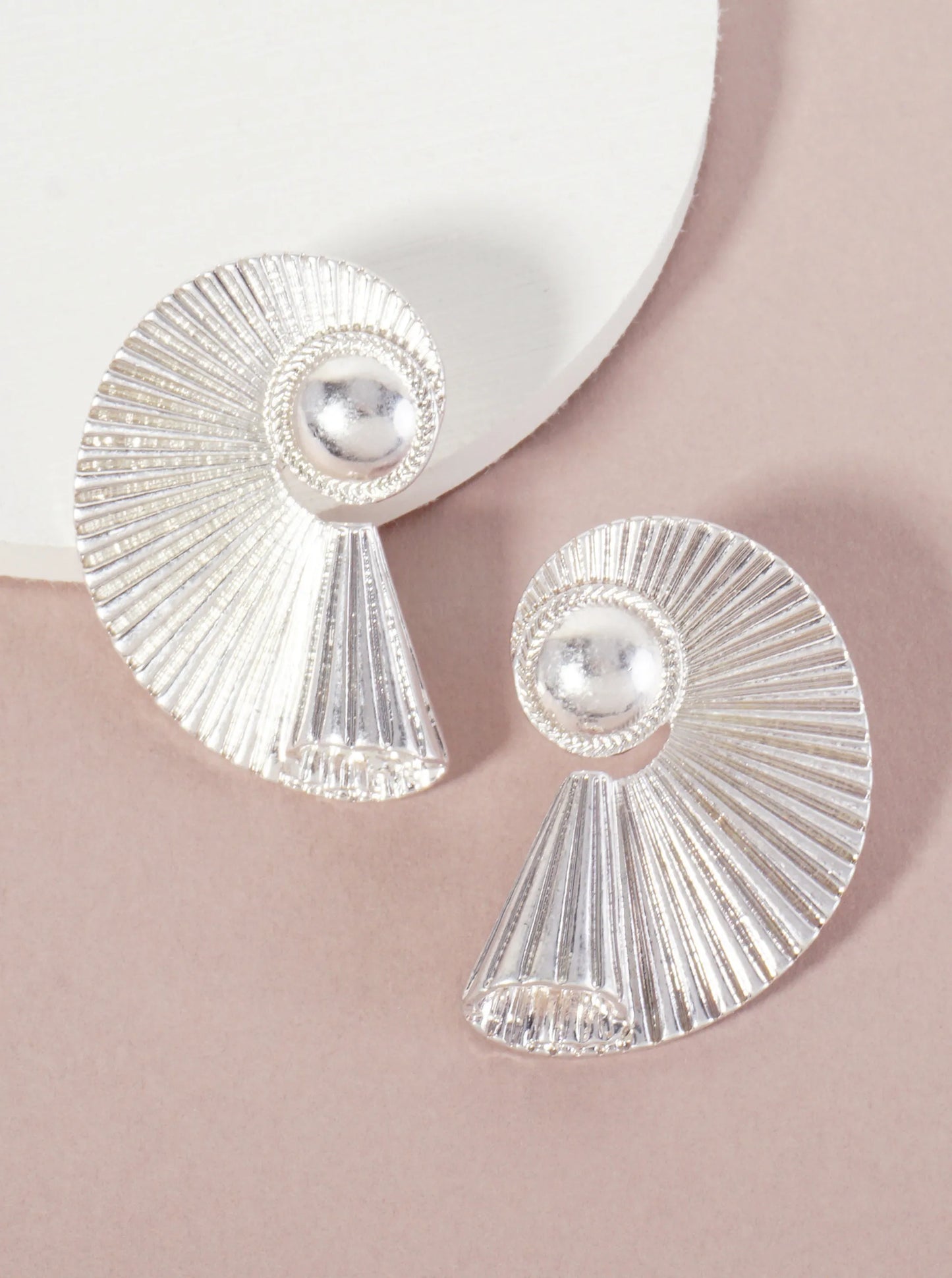 Metal Fossil-Shaped Artistic Statement Earrings With-Titanium-Post