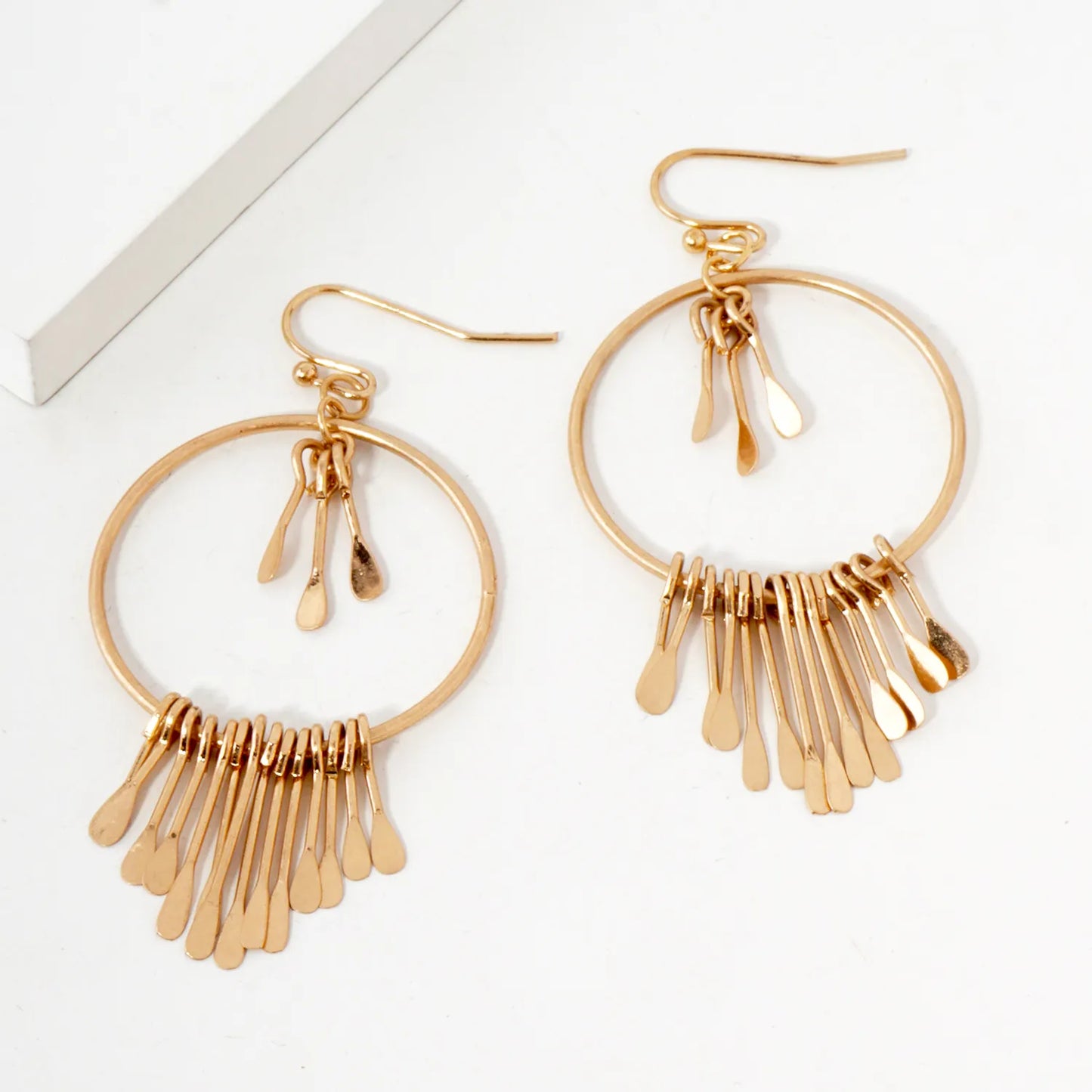 Metal Fringe Bar Tassel Drop Circle Earrings