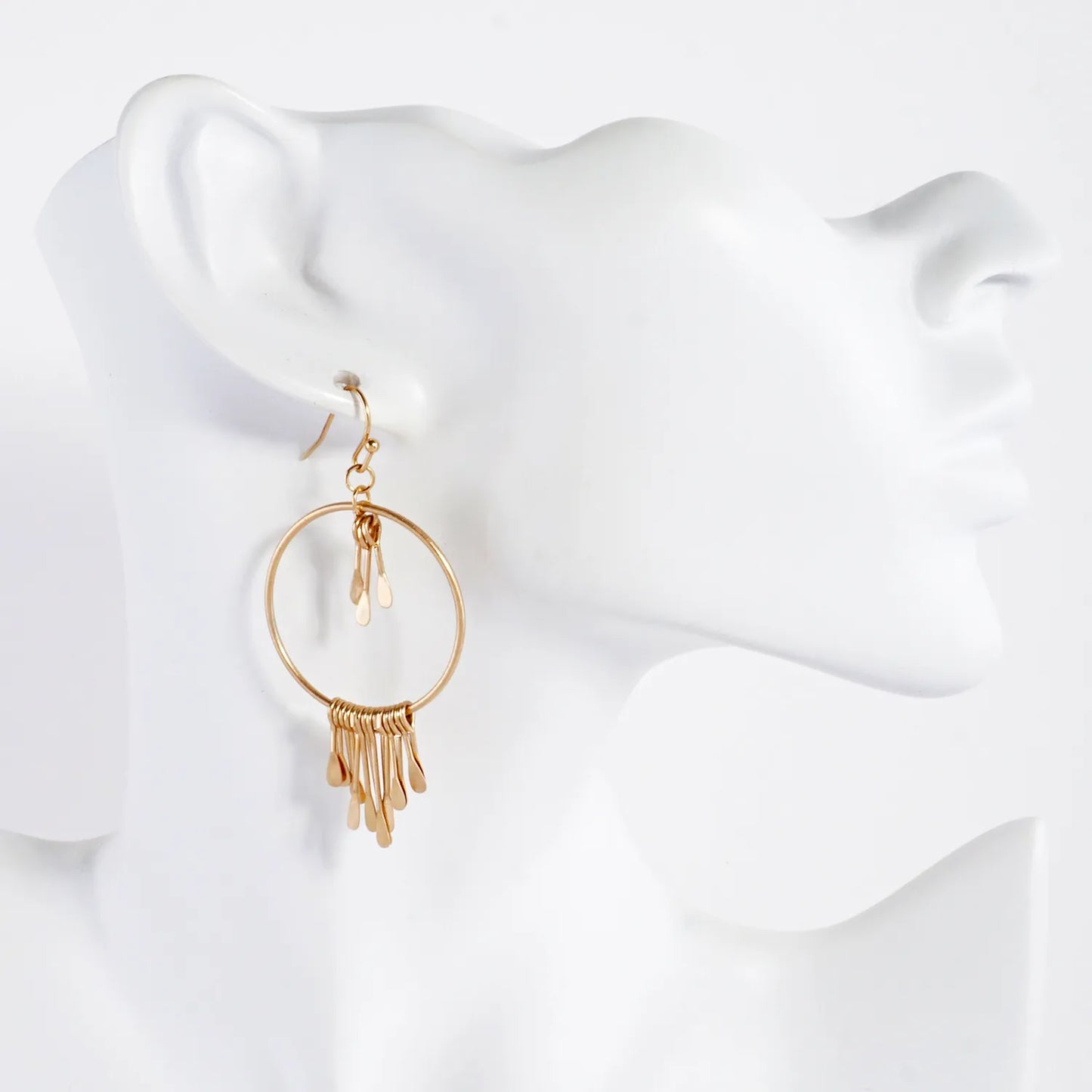 Metal Fringe Bar Tassel Drop Circle Earrings