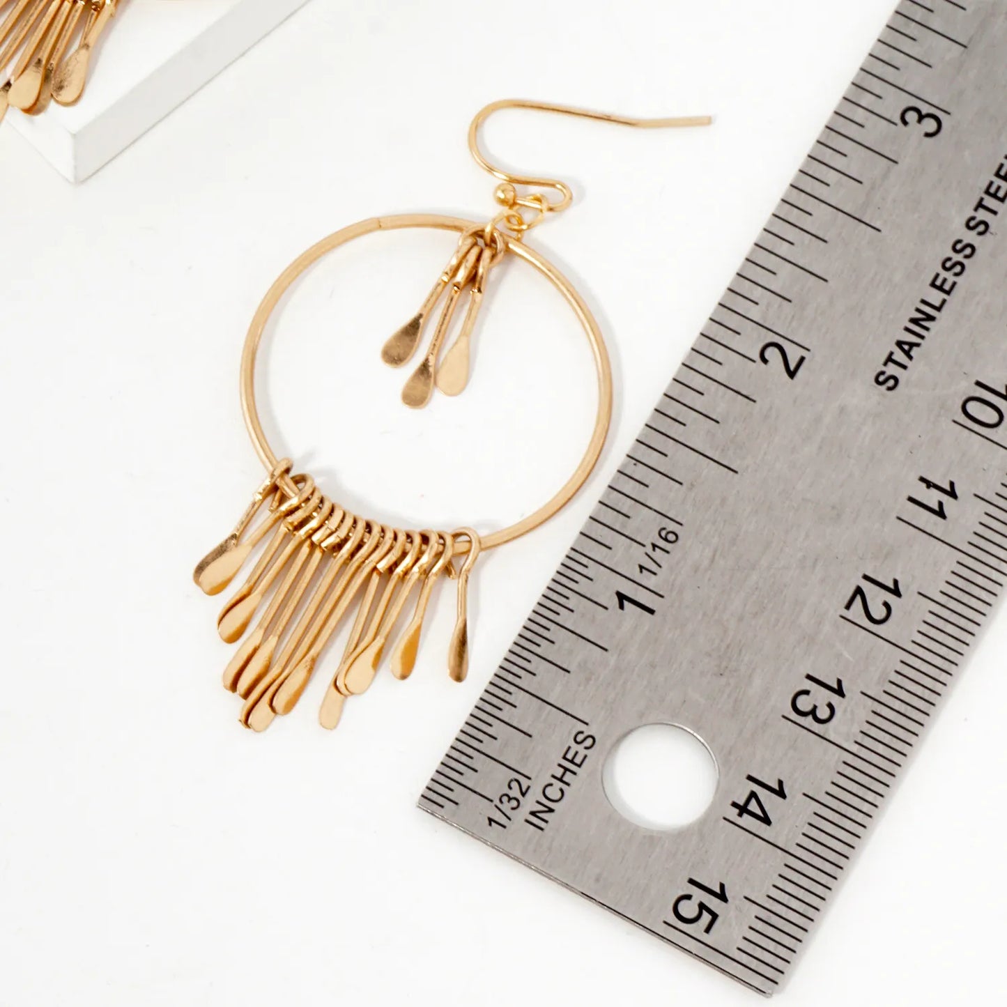 Metal Fringe Bar Tassel Drop Circle Earrings