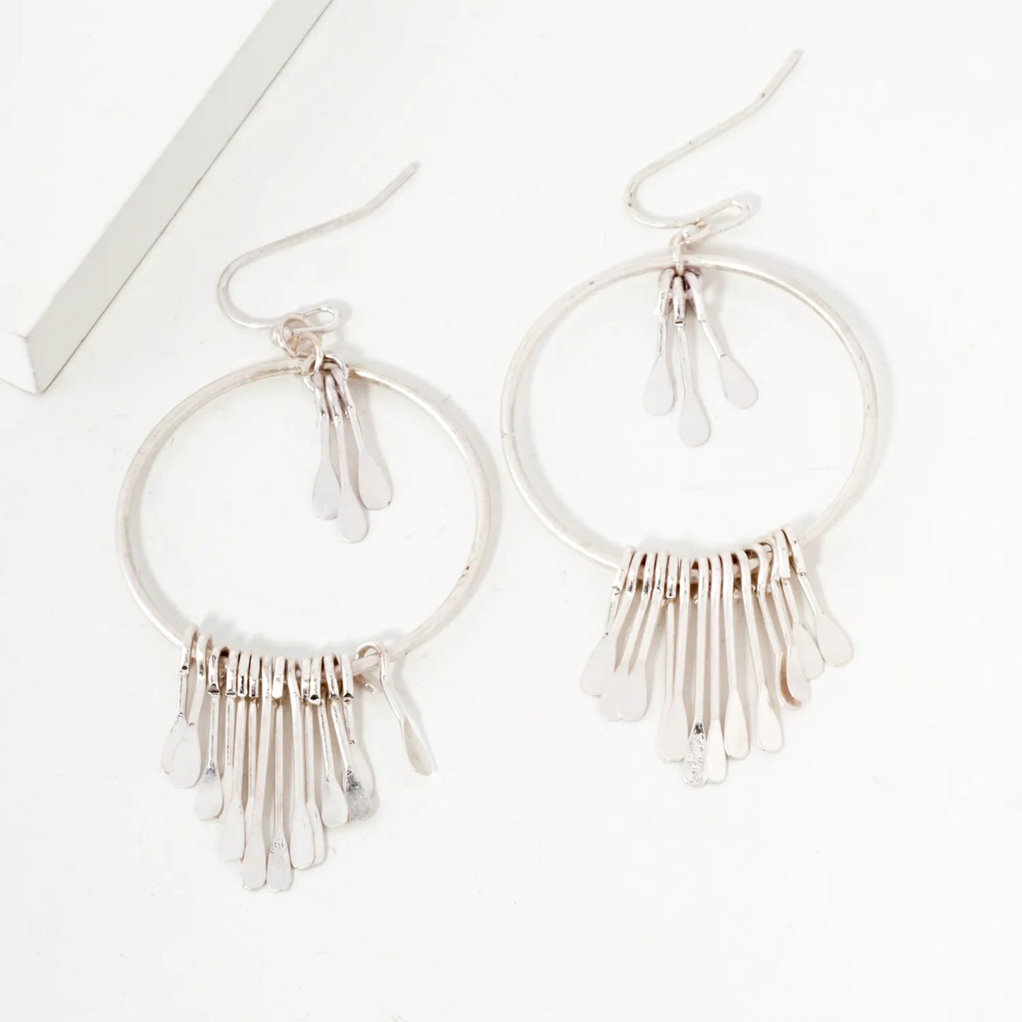 Metal Fringe Bar Tassel Drop Circle Earrings