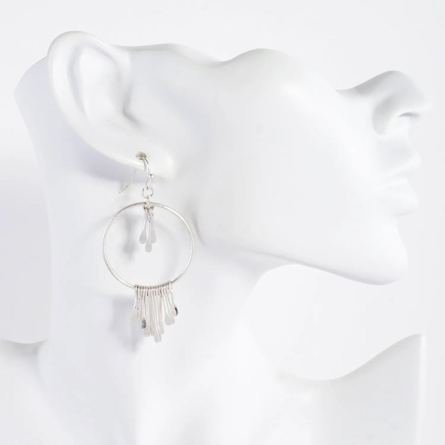 Metal Fringe Bar Tassel Drop Circle Earrings
