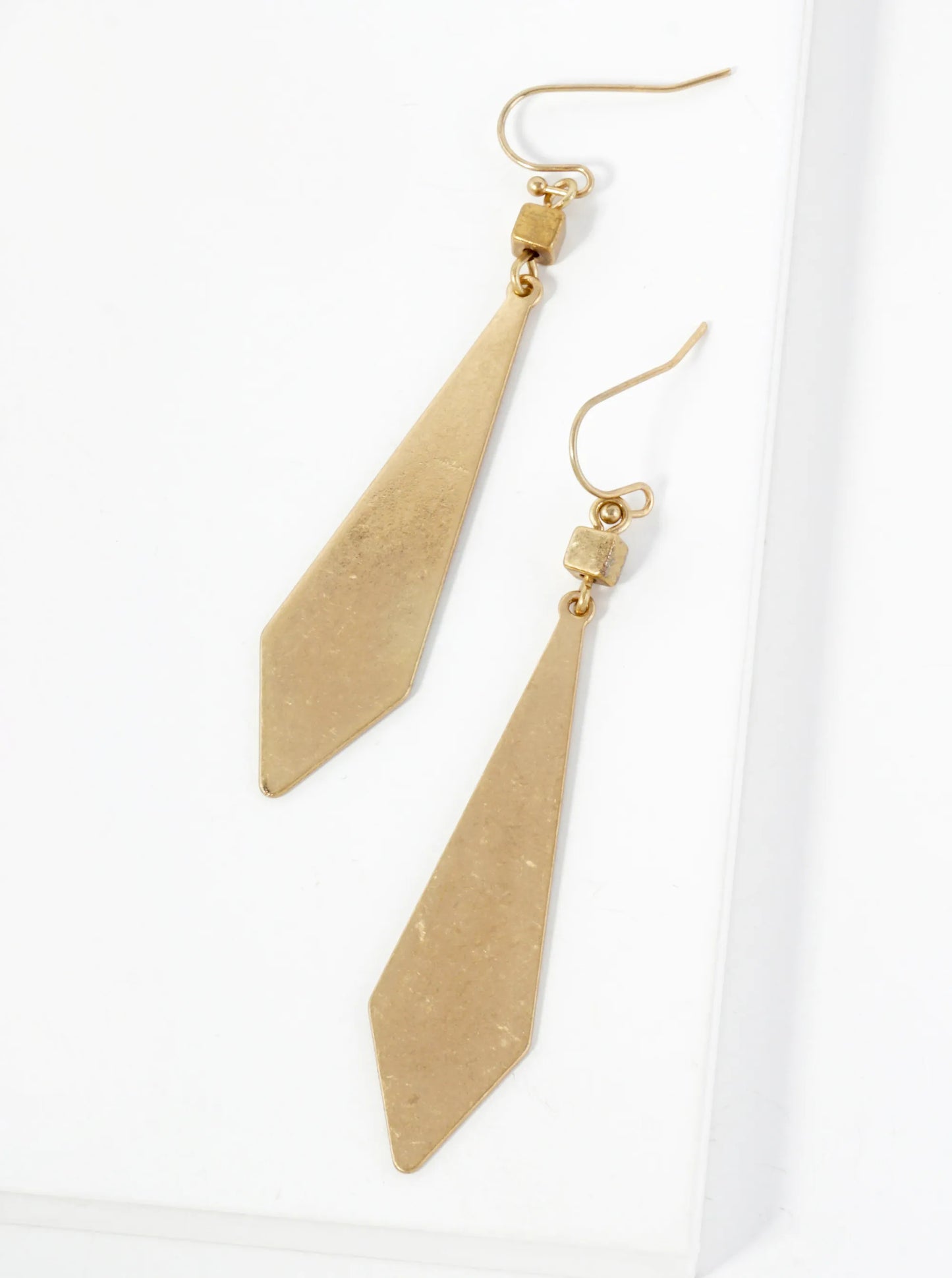 Metal Geometric Elongated Diamond Shape Dangle Drop Earrings