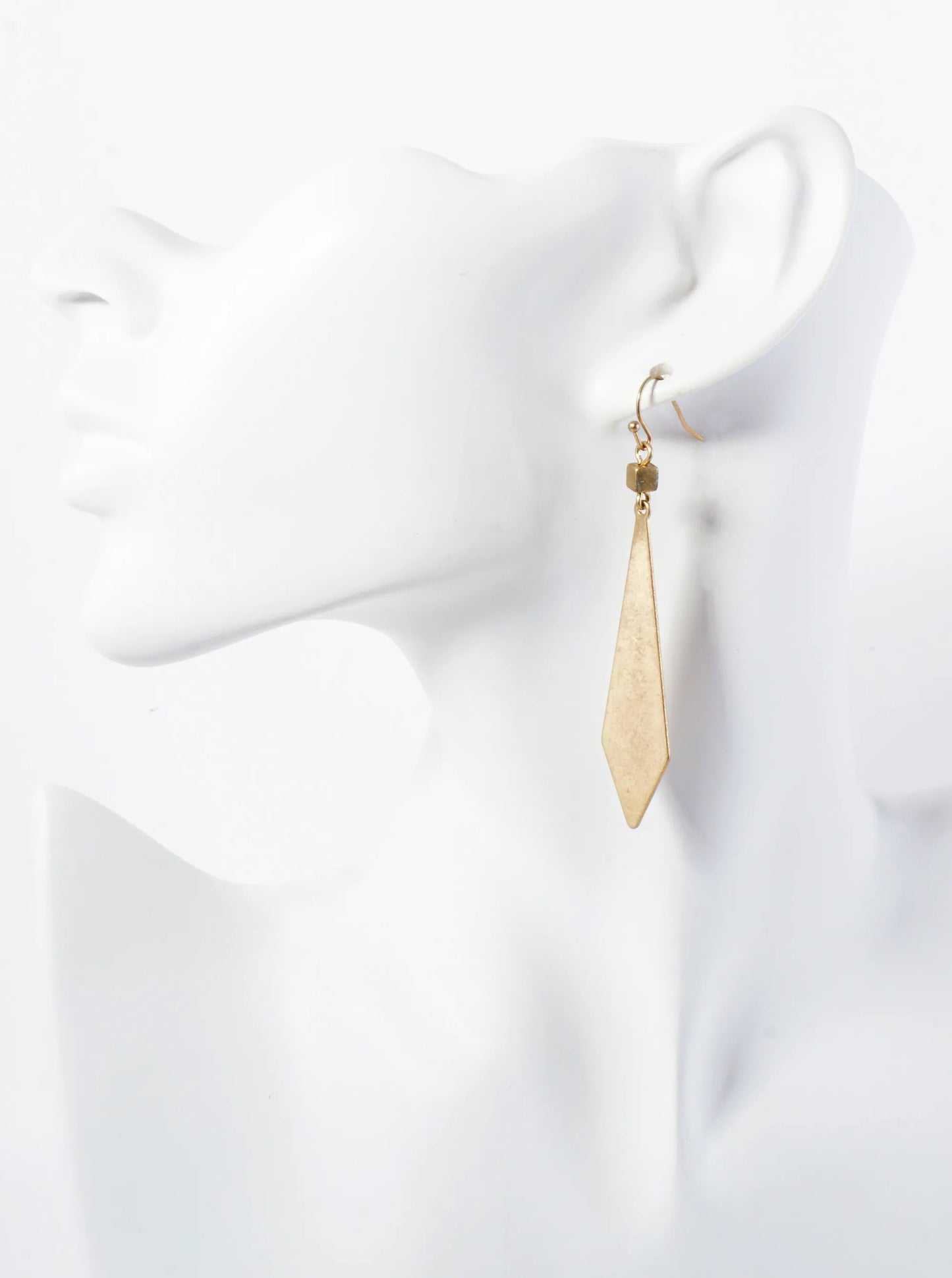 Metal Geometric Elongated Diamond Shape Dangle Drop Earrings