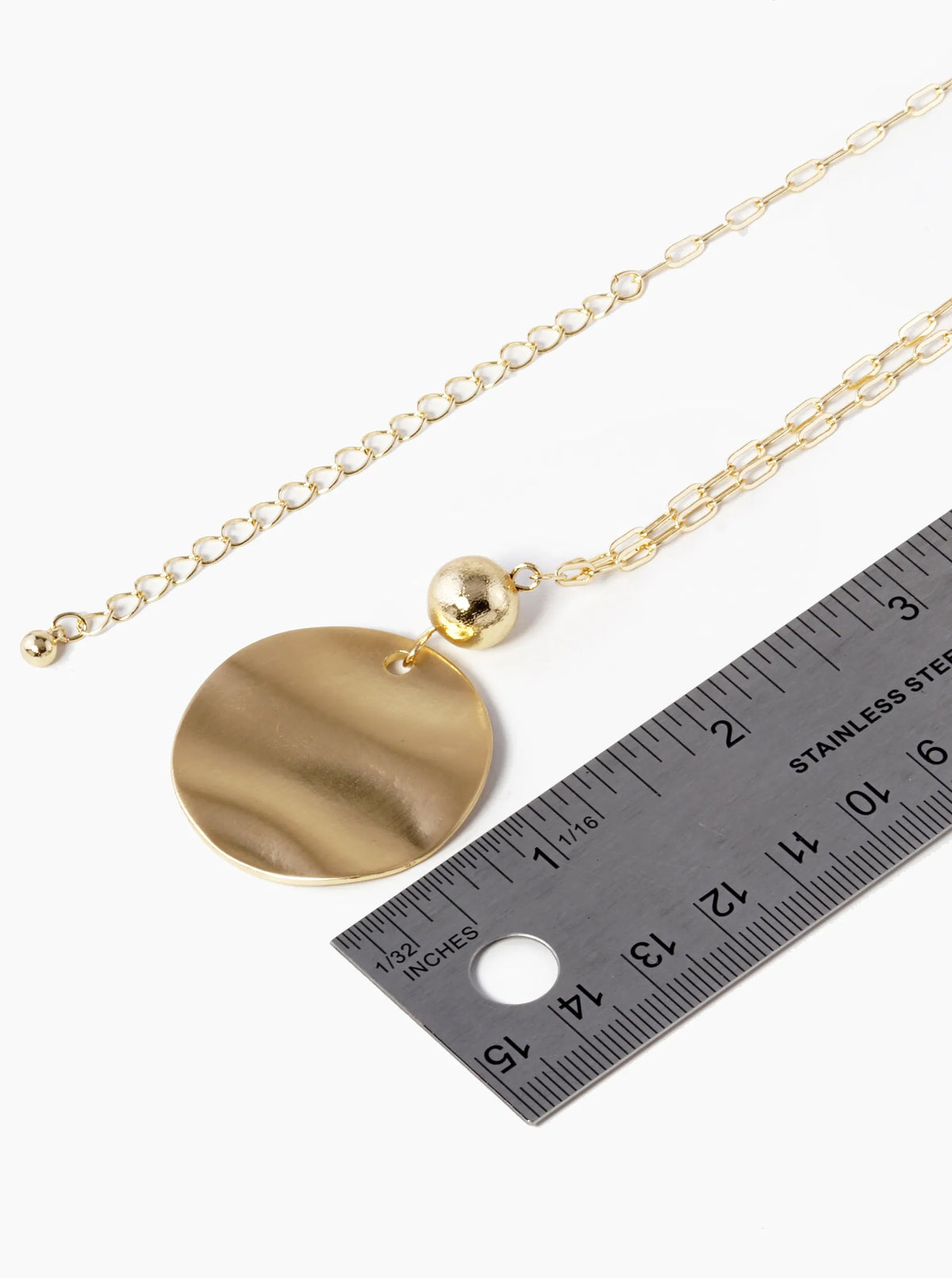 Metal Hammered Disc Pendant Necklace