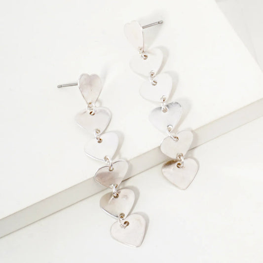Metal Heart Link Drop Dangle Earrings