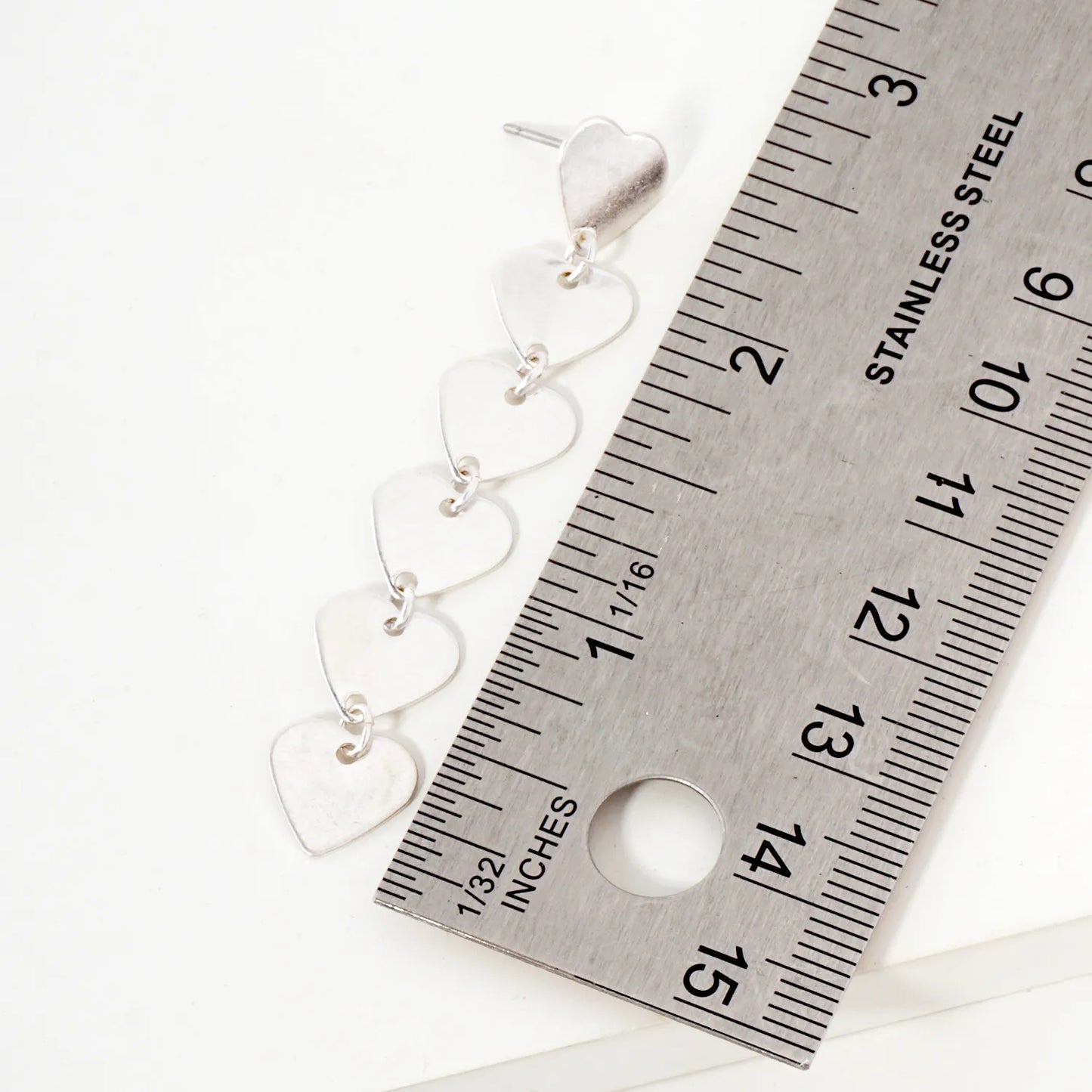 Metal Heart Link Drop Dangle Earrings