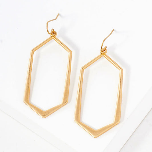 Metal Hexagon Drop Geometric Dangle Earrings