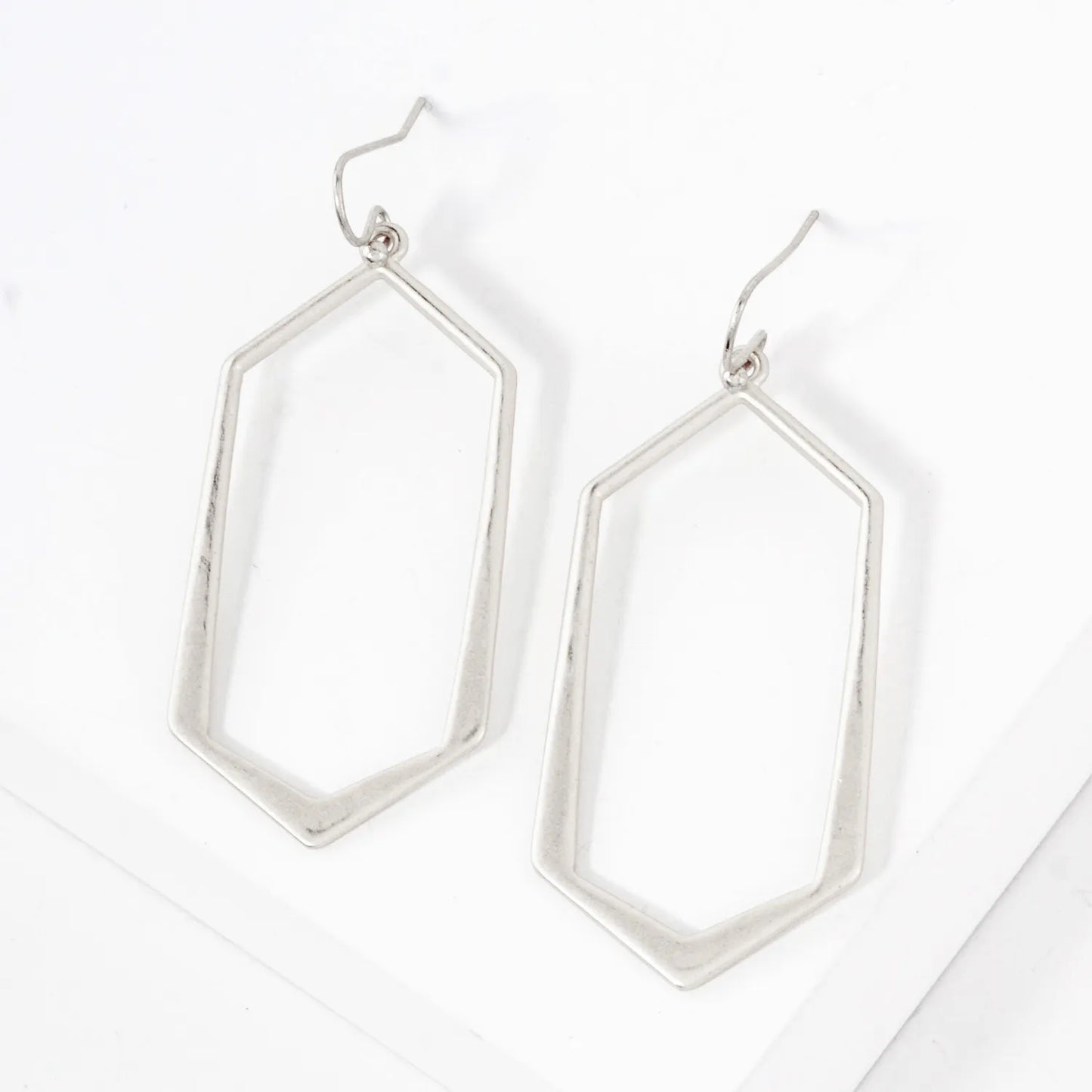 Metal Hexagon Drop Geometric Dangle Earrings
