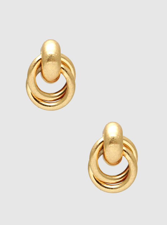 Metal Interlocking Ring Door Knocker Post Earrings