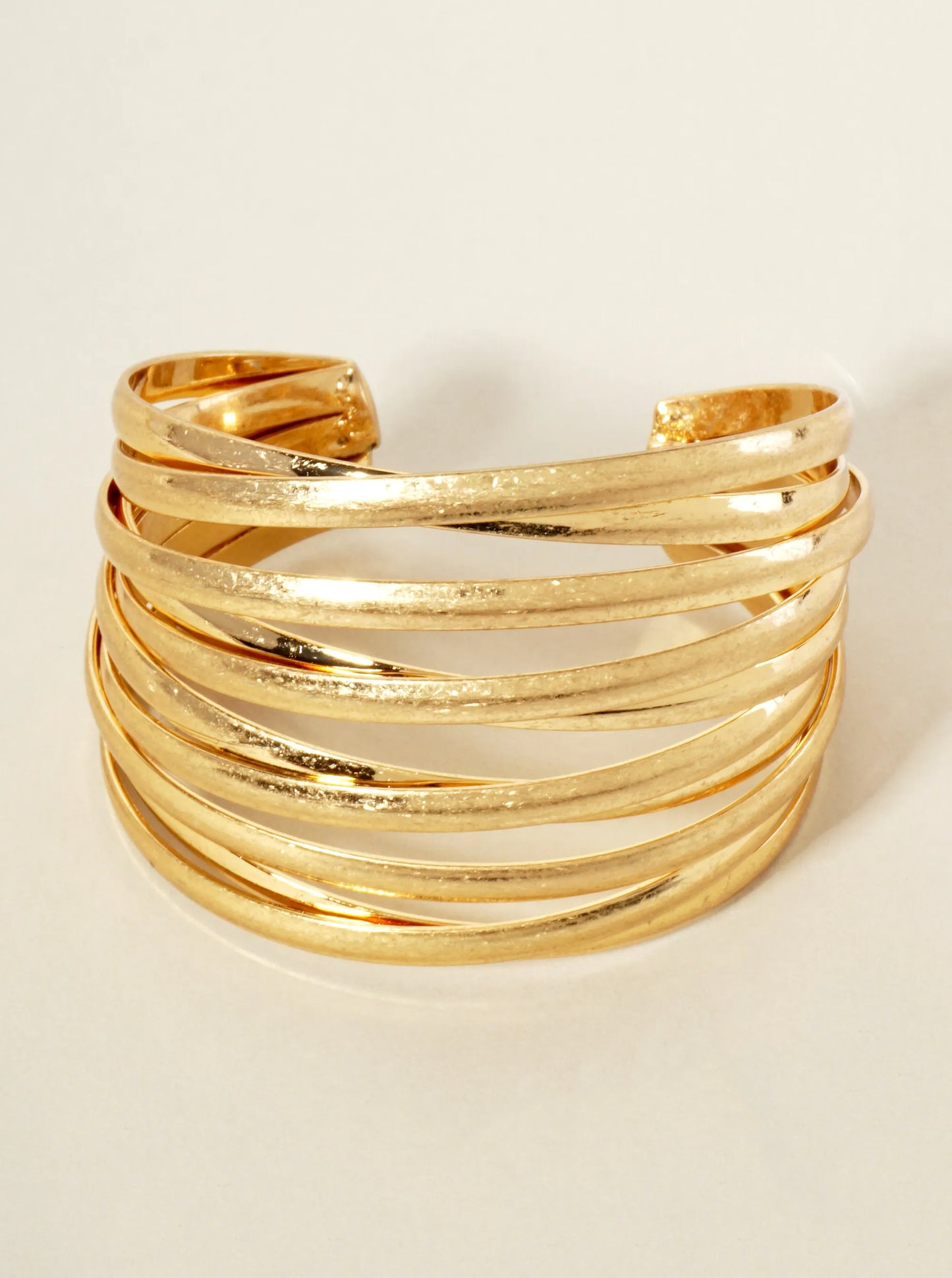 Metal Intertwined Open Cuff Bangle Bracelet
