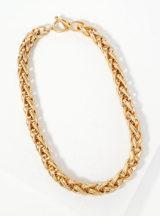 Metal Interwoven 18-inch Chunky Chain Necklace With Toggle-Closure