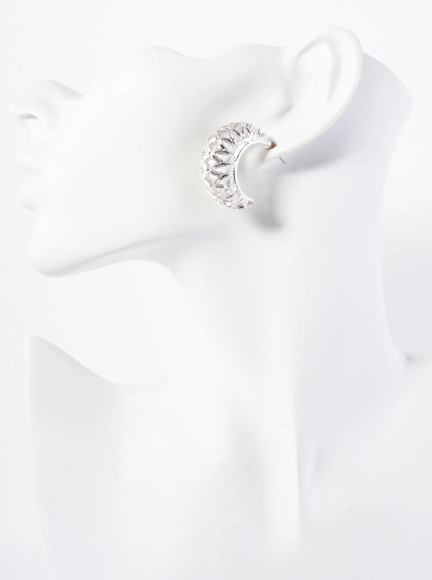 Metal Lattice Pattern 30mm Filigree Open Hoop Earrings With-Titanium-Post