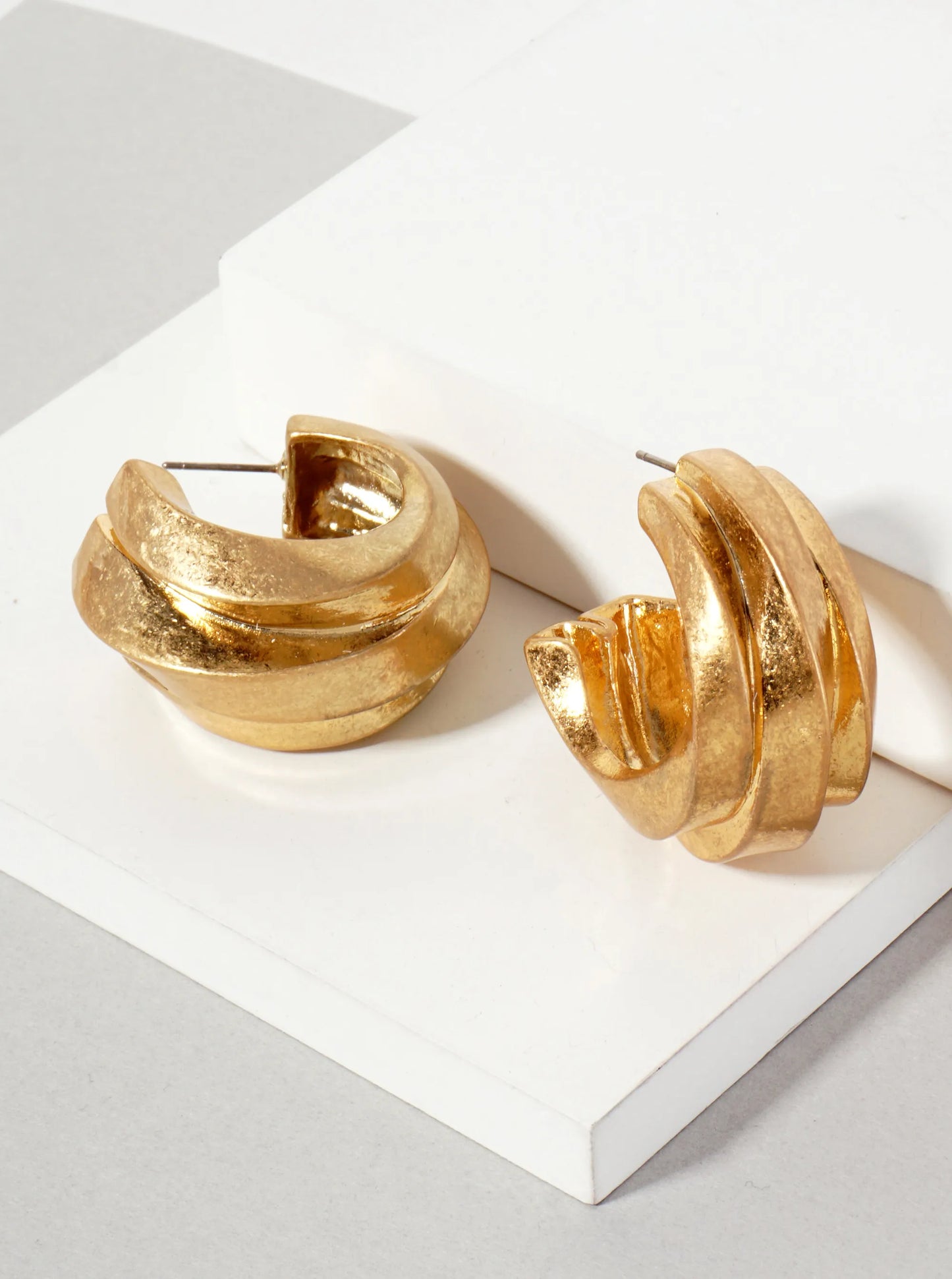 Metal Layered 30mm Bold Statement Hoop Earrings With-Titanium-Post