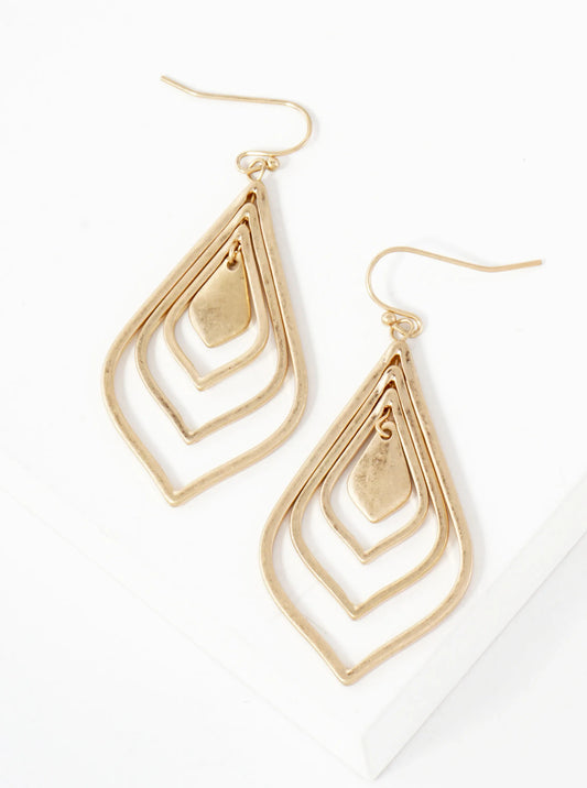 Metal Layered Marquise Drop Dangle Earrings