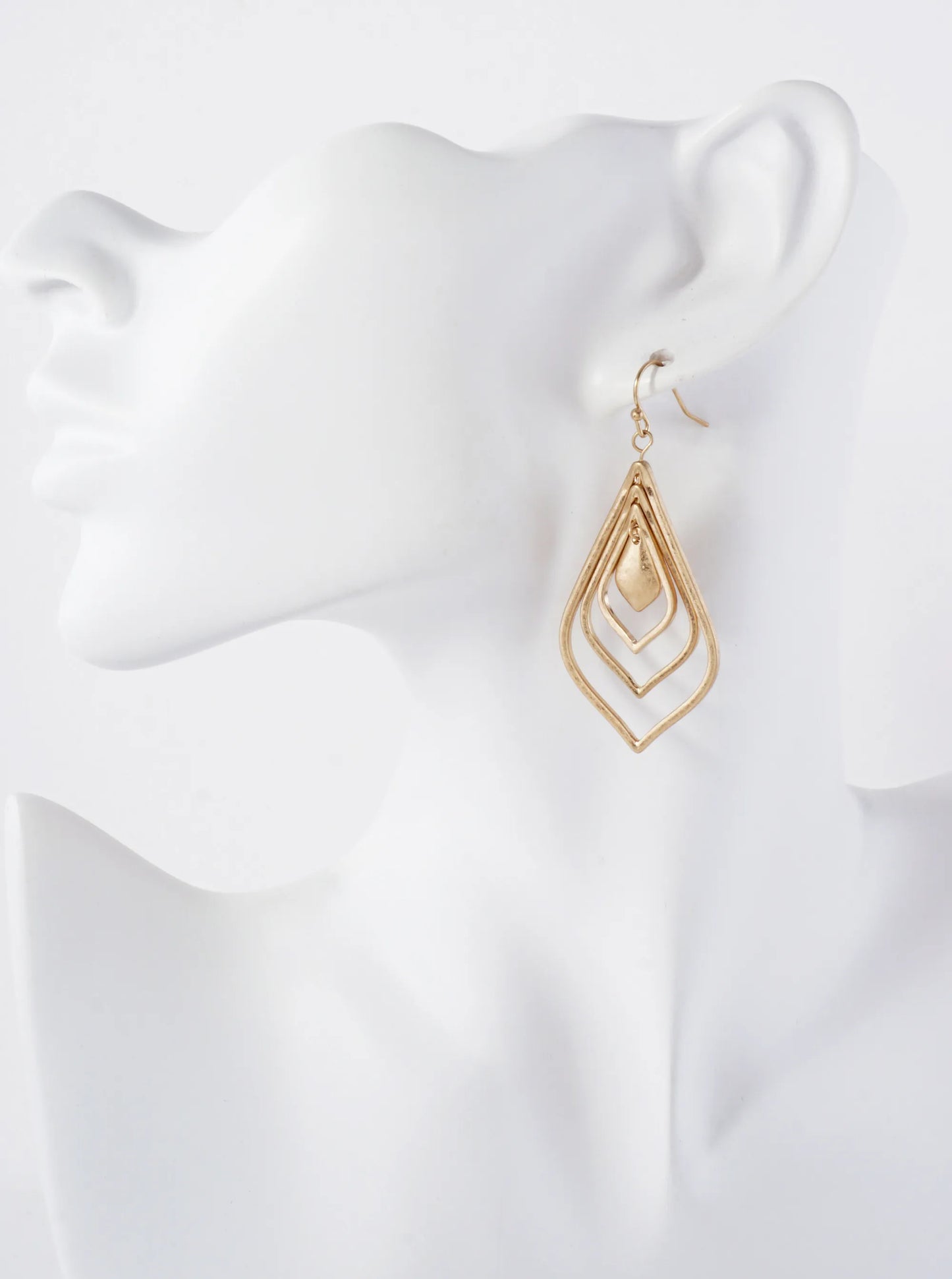 Metal Layered Marquise Drop Dangle Earrings