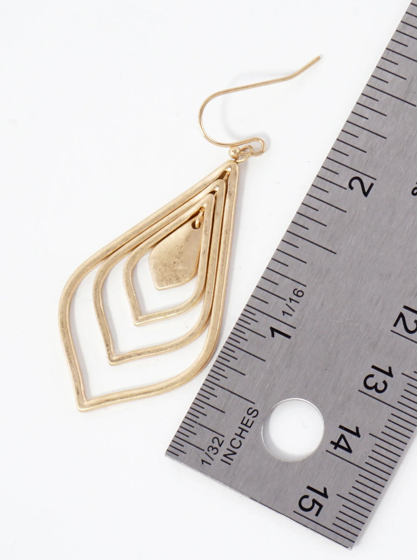 Metal Layered Marquise Drop Dangle Earrings