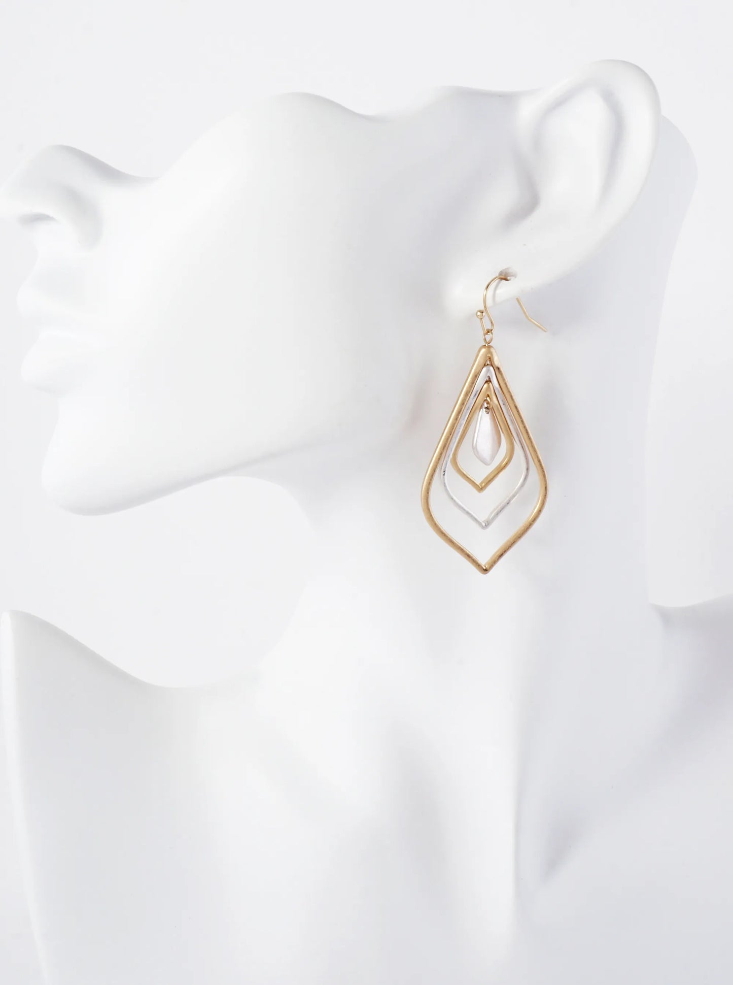 Metal Layered Marquise Drop Dangle Earrings