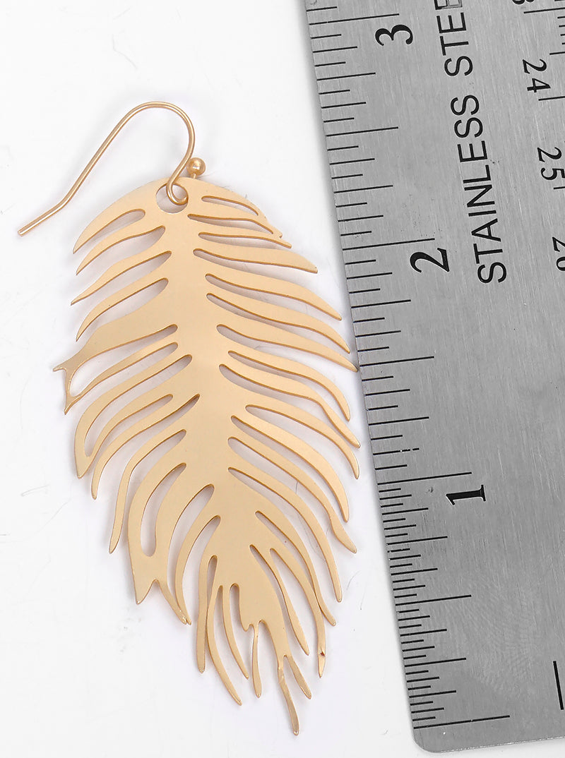 Metal Leaf Shaped Dangle Drop Earrings