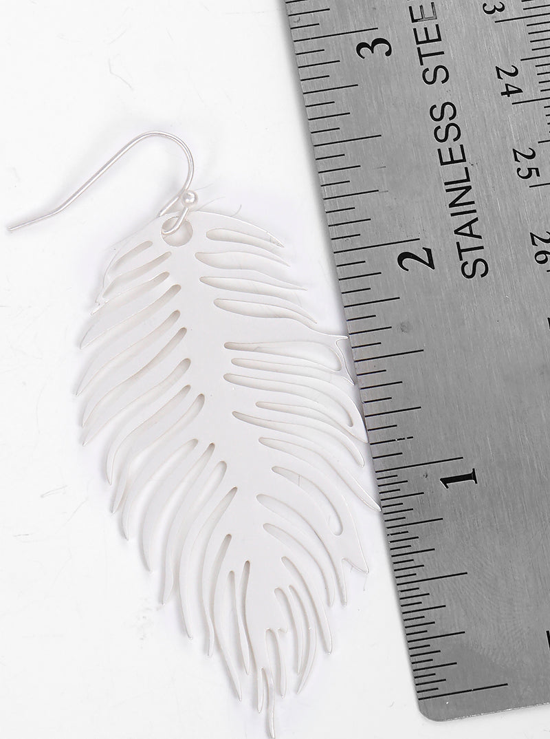 Metal Leaf Shaped Dangle Drop Earrings