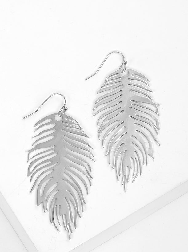 Metal Leaf Shaped Dangle Drop Earrings