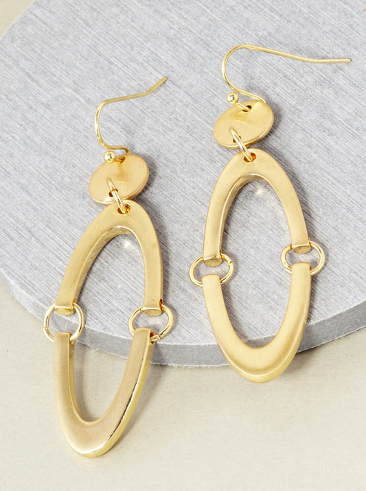 Metal Linked Oval Drop Dangle Earrings