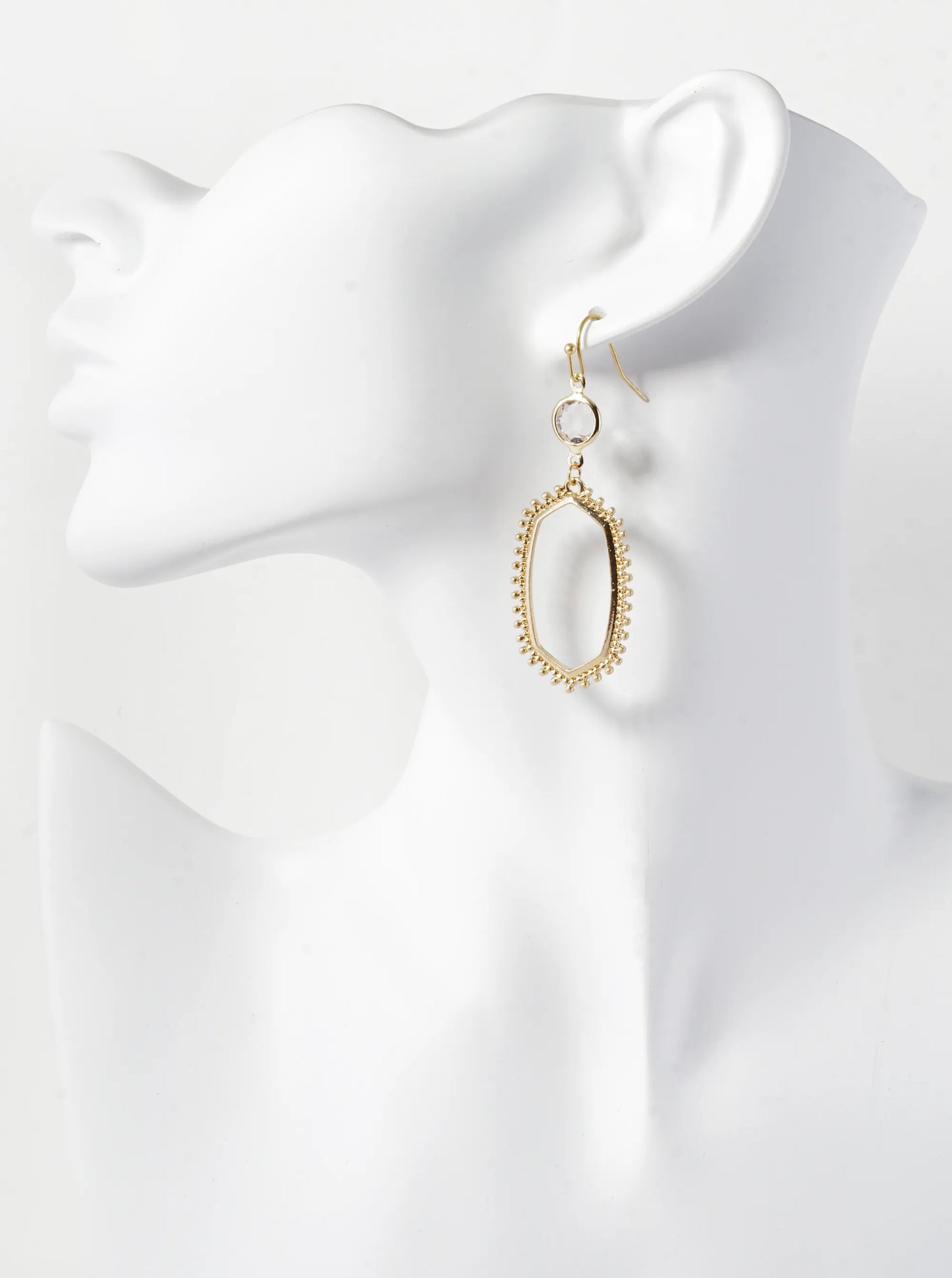 Metal Long Hexagon With Dots Dangle Drop Earrings