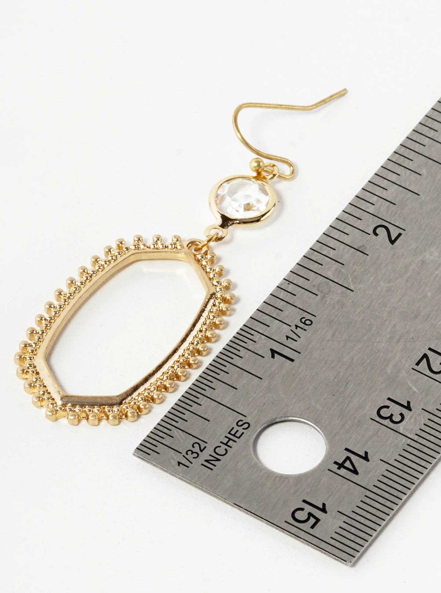 Metal Long Hexagon With Dots Dangle Drop Earrings