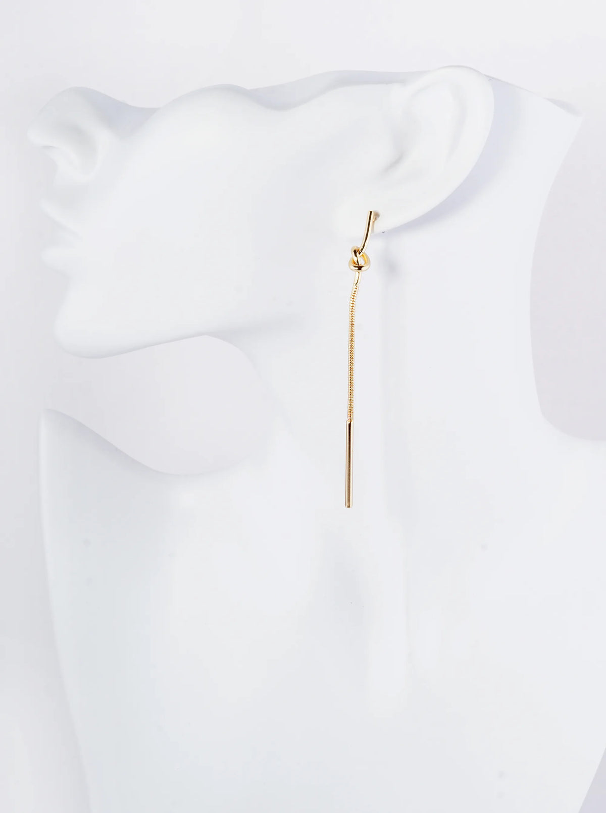 Metal Love Knot Chain Drop Post Earrings
