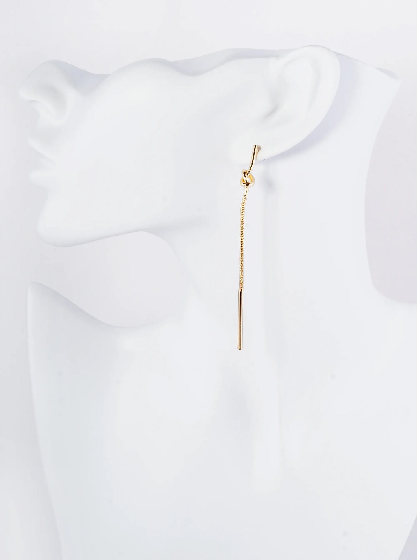 Metal Love Knot Chain Drop Post Earrings