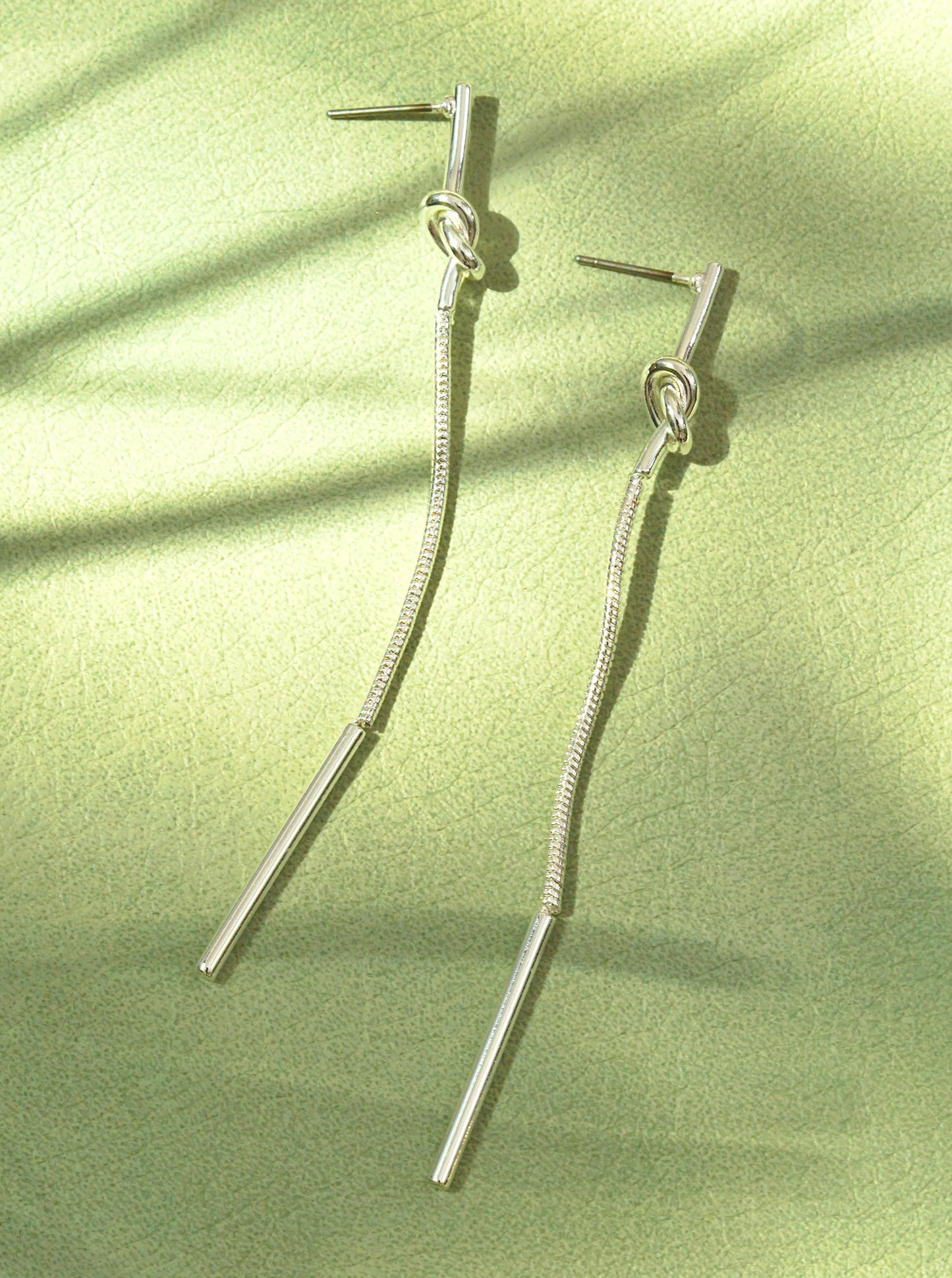 Metal Love Knot Chain Drop Post Earrings